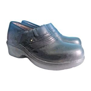Ariat Women  Sz 7B Black Leather Steel Toe Safety Clogs Work Slip Resistant